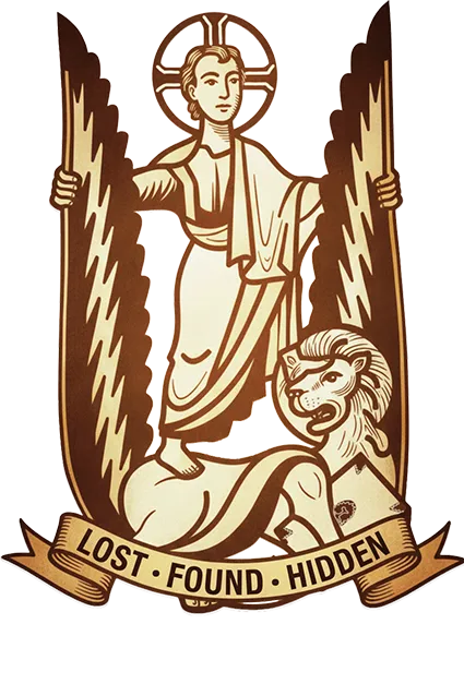 Święty Markus oraz napis LOST.FOUND.HIDDEN